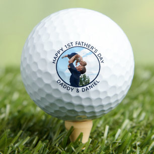 Happy First Father’s Day Custom Photo & Text Golf Balls
