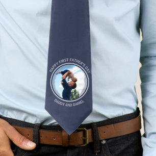 Happy First Father’s Day Custom Photo & Text Neck Tie