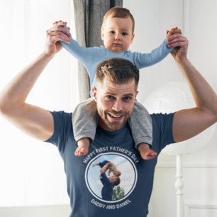 Happy First Father’s Day Custom Photo & Text T-Shirt