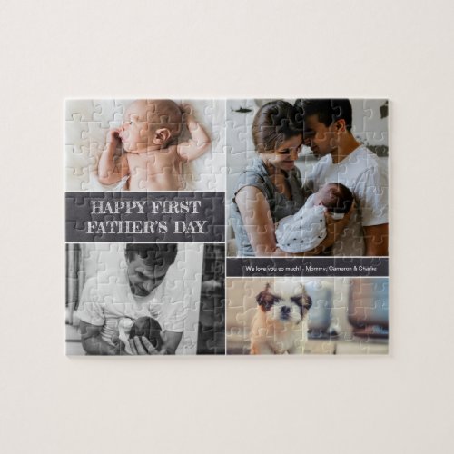 Happy First Fathers Day Photo Collage Family  Jigsaw Puzzle