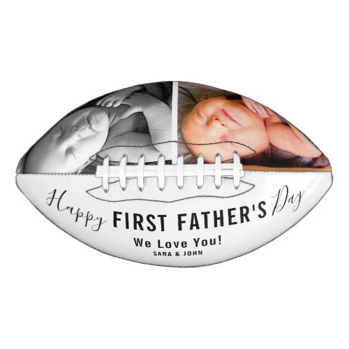 Happy First Fathers Day White 2 Photos Name Football