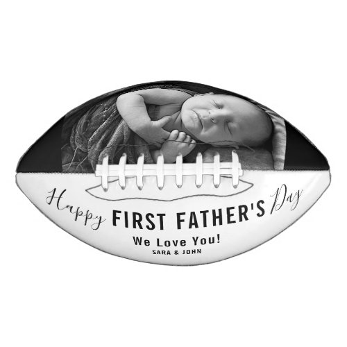 Happy First Fathers Day White Modern Photo Name Football