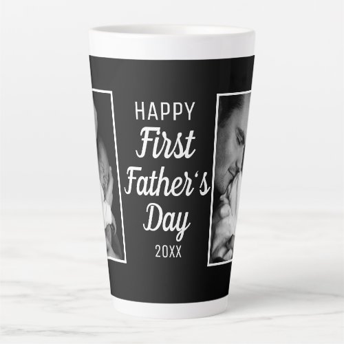 Happy First Fathers Day 2 Photo Black Latte Mug