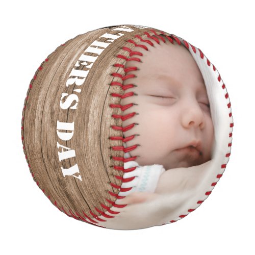 Happy First Fathers Day 2 Photo Collage Wood Baseball
