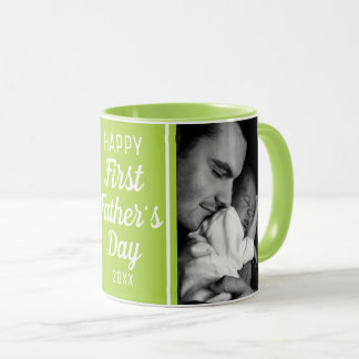 Happy First Father's Day 2 Photo Lime Green Mug