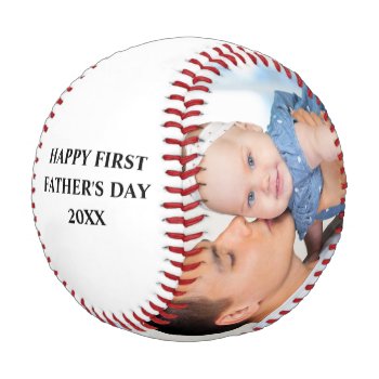 Happy First Father's Day 2 Photo Wht Baseball by HappyMemoriesPaperCo at Zazzle