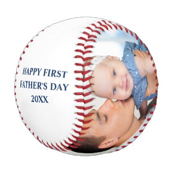 Happy First Father's Day 2 Photos Rwb Baseball by HappyMemoriesPaperCo at Zazzle