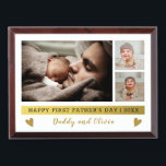 Happy First Father's Day 3 Photo Collage Award Plaque<br><div class="desc">A memorable 1st Father's day gift , for the new dad,  personalized with daddy and baby photos.</div>