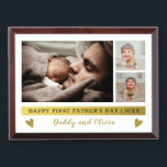 Happy First Father's Day 3 Photo Collage Award Plaque<br><div class="desc">A memorable 1st Father's day gift , for the new dad,  personalized with daddy and baby photos.</div>
