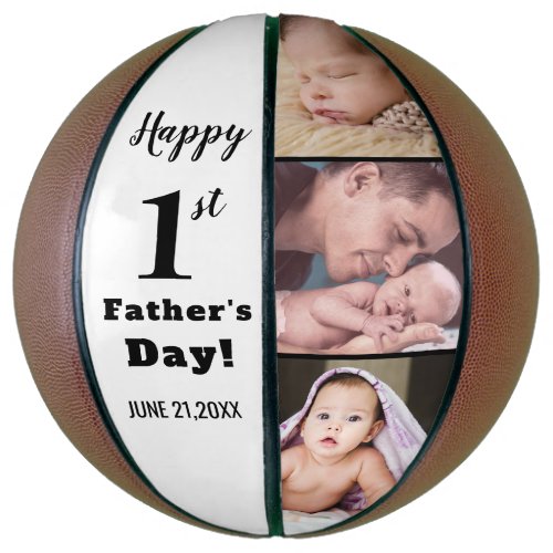 Happy First Fathers Day 3 Photo Collage Basketball