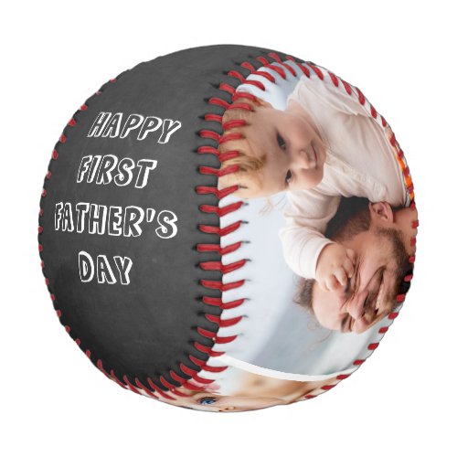 Happy First Fathers Day 3 Photo Collage Chalkboard Baseball