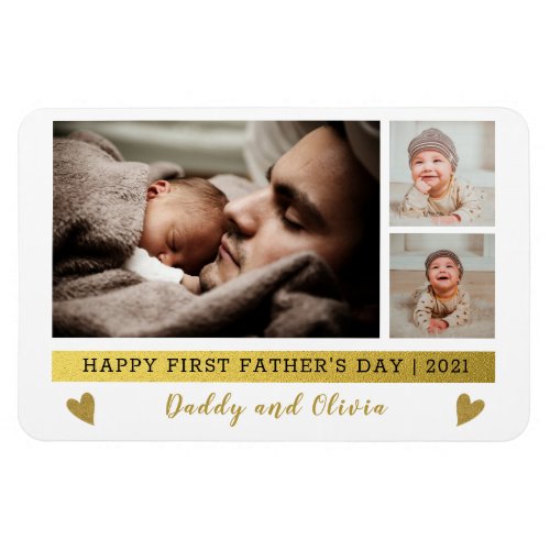 Happy First Fathers Day 3 Photo Collage   Magnet