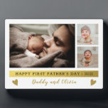 Happy First Father's Day 3 Photo Collage Plaque<br><div class="desc">A memorable 1st Father's day gift , for the new dad,  personalized with daddy and baby photos.</div>