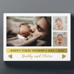 Happy First Father's Day 3 Photo Collage Plaque<br><div class="desc">A memorable 1st Father's day gift , for the new dad,  personalized with daddy and baby photos.</div>