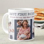 Happy First Fathers Day 4 Photo Giant Coffee Mug<br><div class="desc">Say Happy First Father's Day with this personalized photo mug. The photo template is set up for you to add 4 of your favorite photos. You can also add your custom message, the year and edit the occasion if you wish. The wording currently reads "happy first father's day 20##" and...</div>