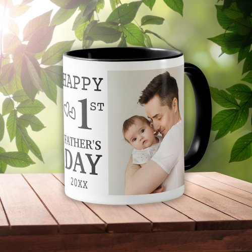 Happy First Fathers Day  5 Photo Collage   Mug