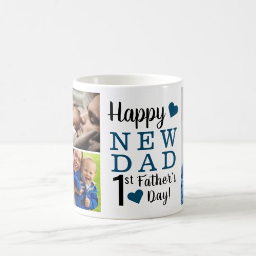 Happy First Fathers Day 5 Photo Collage New Dad   Coffee Mug