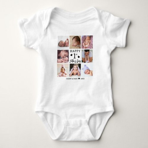 Happy First Fathers Day 8 Photo Collage Baby Bodysuit