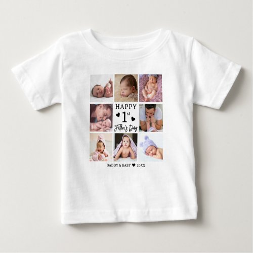 Happy First Fathers Day 8 Photo Collage Baby T_Shirt