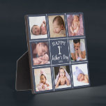 Happy First Father's Day 8 Photo Collage Blue Plaque<br><div class="desc">A cute and special gift for the new dad for his first fathers day. .Personalize with 8 photographs for a lovely father's day keepsake.</div>