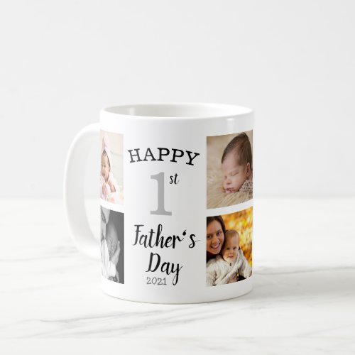 Happy First Fathers Day 8 Photo Collage Coffee Mug