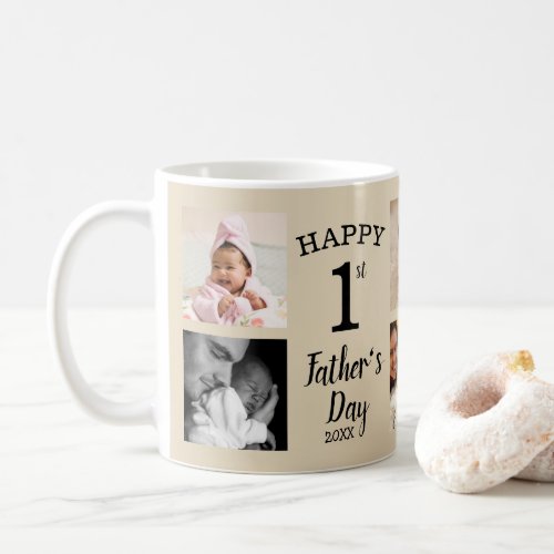 Happy First Fathers Day 8 Photo Collage Template Coffee Mug