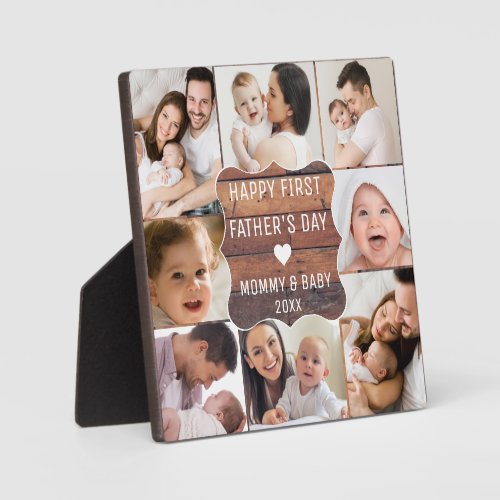 Happy First Fathers Day 8 Photo Collage Wood   Plaque