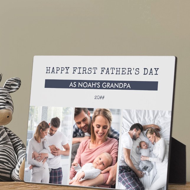 Happy First Fathers Day as Grandpa - 3 Photo Plaque (Creator Uploaded)