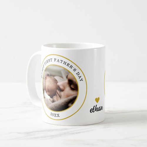 Happy First Fathers Day Baby And Daddy Photo  Coffee Mug