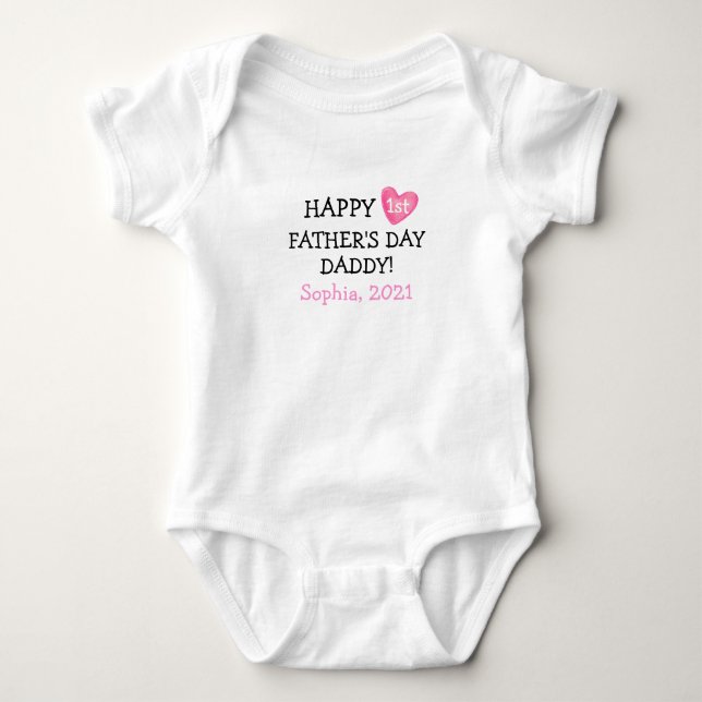 Happy First Fathers Day Baby Girl Outfit Baby Bodysuit (Front)