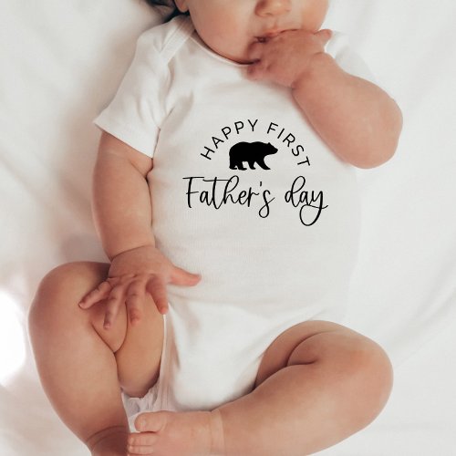 Happy First Fathers Day Bear _ Baby Baby Bodysuit