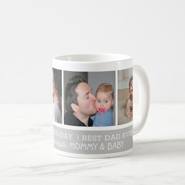 Happy First Father's Day Best Dad Ever 4 Photo Coffee Mug (Front Right)