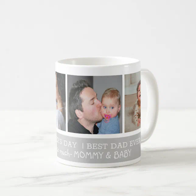 Happy First Father's Day Best Dad Ever 4 Photo Coffee Mug | Zazzle