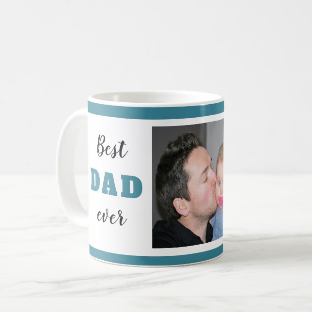 Happy First Father's Day Best Dad Ever Photo Coffee Mug (Front Left)