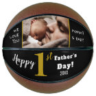 Happy First Father's Day Black Gold Custom Photo