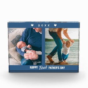 Happy First Father's Day Blue 2 Photos Block