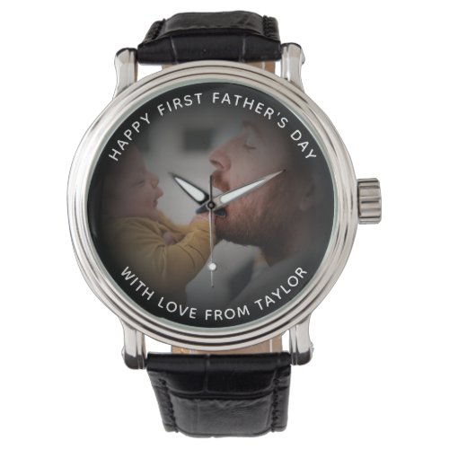 Happy First Father's Day Custom Message &amp; Photo Watch