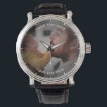 Happy First Father's Day Custom Message & Photo Watch<br><div class="desc">Celebrate a new dad's first Father's Day with this personalized "Happy First Father's Day" photo watch. This elegant and sentimental timepiece features a touching photo of father and child on the watch face, accompanied by an editable heartfelt message: "Happy First Father's Day" at the top and a personal message at...</div>