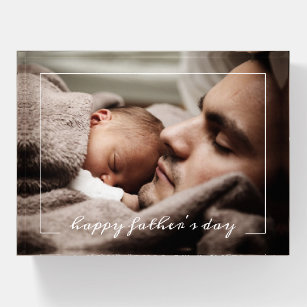 Happy First Father's Day Custom Newborn Photo Paperweight