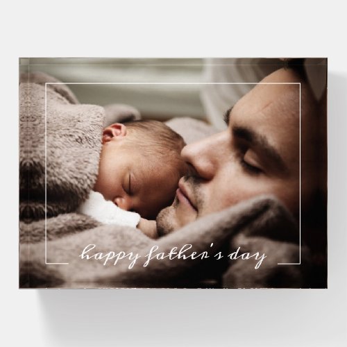 Happy First Fathers Day Custom Newborn Photo Paperweight