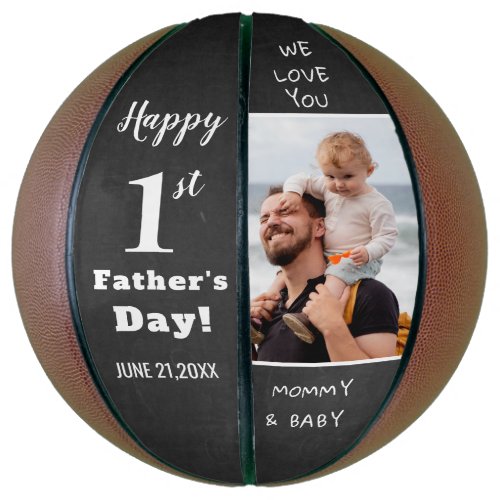 Happy First Fathers Day Custom Photo Chalkboard Basketball