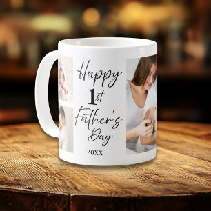 Happy First Father's Day Dad 5 Photo Collage   Coffee Mug