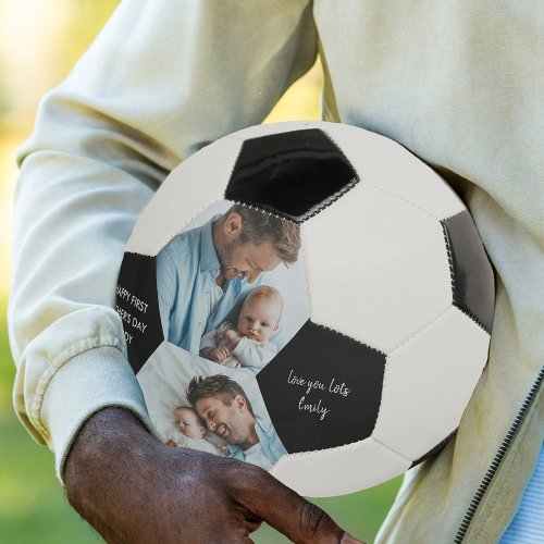 Happy First Fathers Day Daddy 2 Photo Personalized Soccer Ball