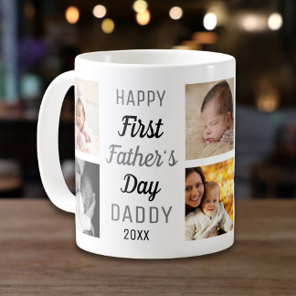 Happy First Father's Day Daddy 8 Photo Collage Coffee Mug