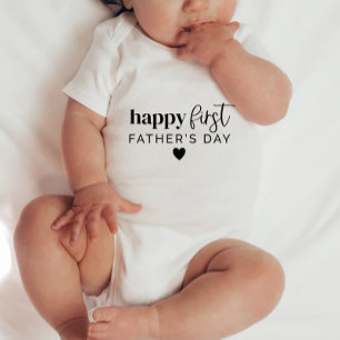 Happy First Fathers Day Heart - Baby Baby Bodysuit