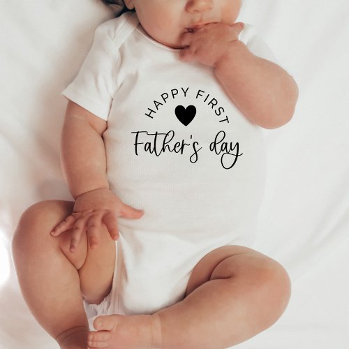Happy First Fathers Day Heart _ Baby Baby Bodysuit