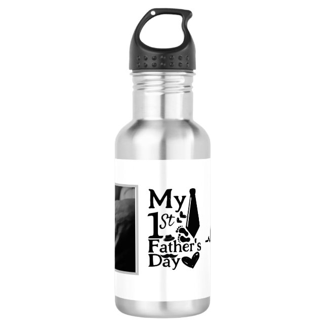 happy first fathers day i love you daddy custom stainless steel water bottle (Front)