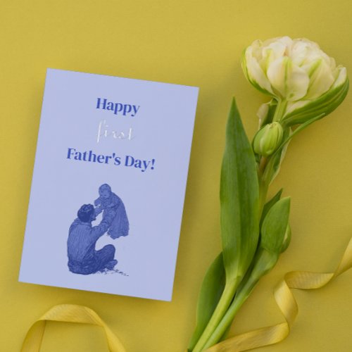 Happy first Fathers Day _ Its a boy Vintage Foil Greeting Card