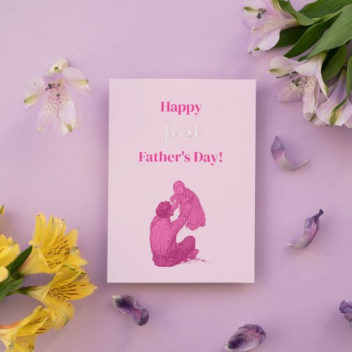 Happy first Fathers Day _ Its a girl Vintage Foil Greeting Card