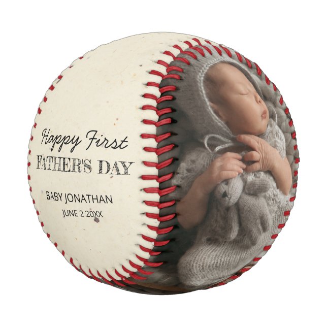 Happy First Father's Day Keepsake Collage Baseball (Angled)